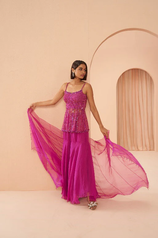 Candy Pink Sharara Set - Image 3