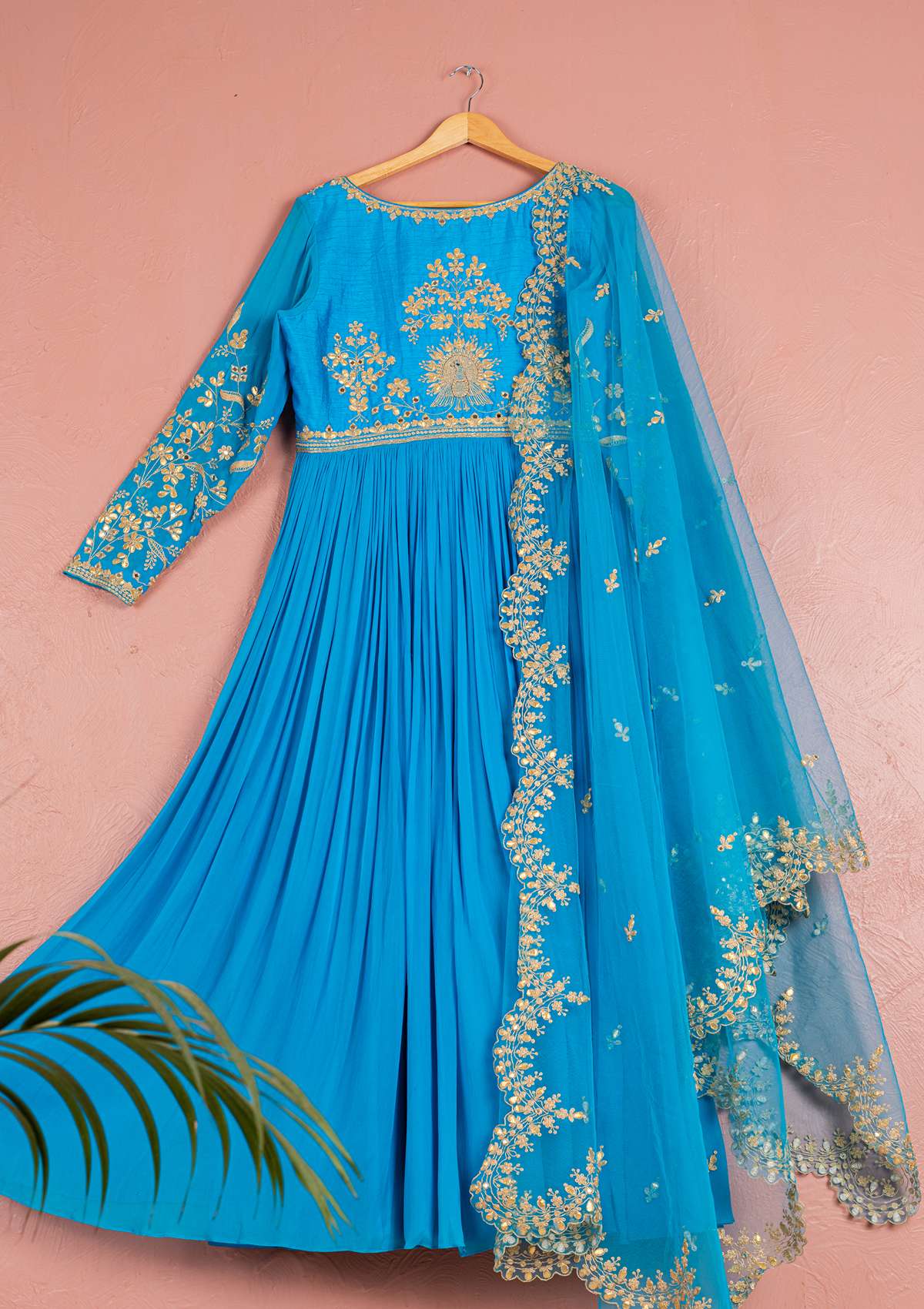 Capri Blue Gota Anarkali Set - Image 3
