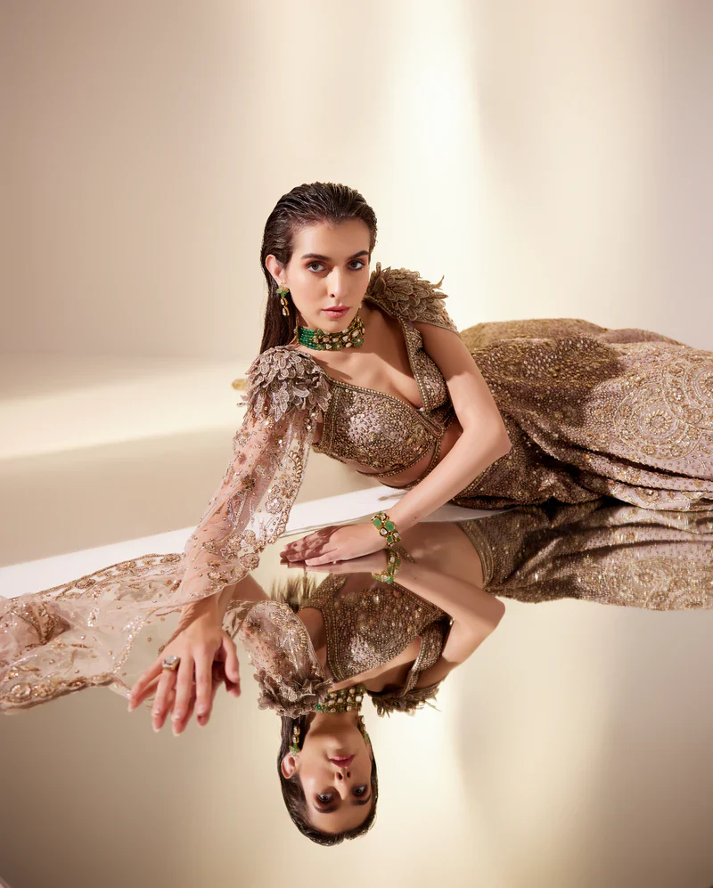 Celestial Gold Lehenga Set - Image 2