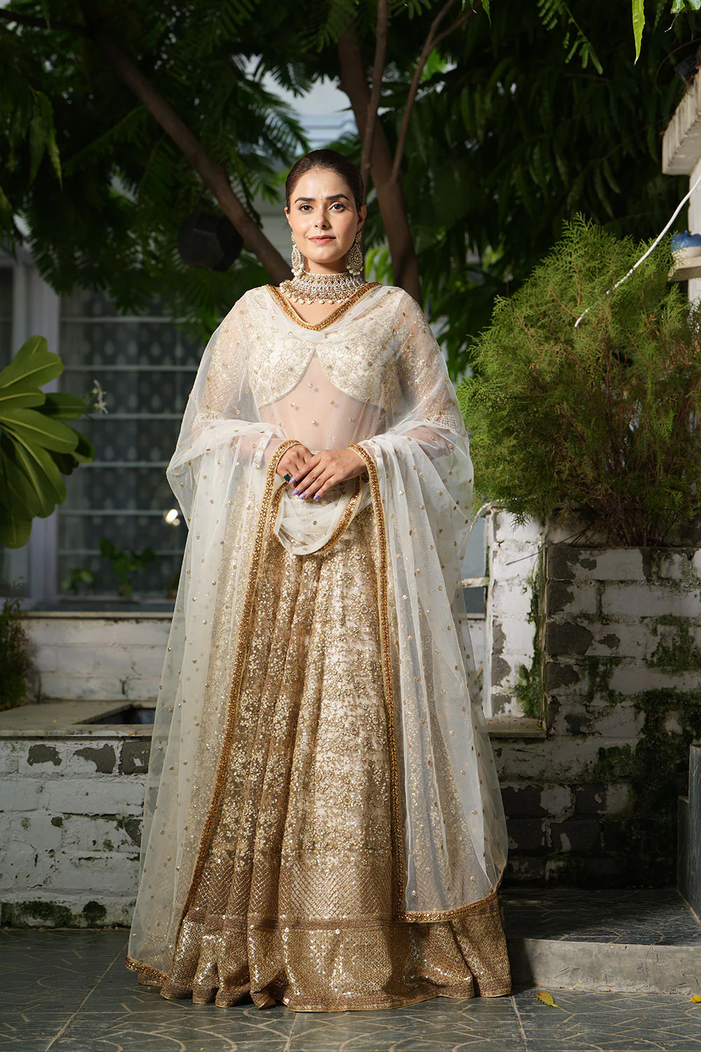 Champagne Embroidered Set