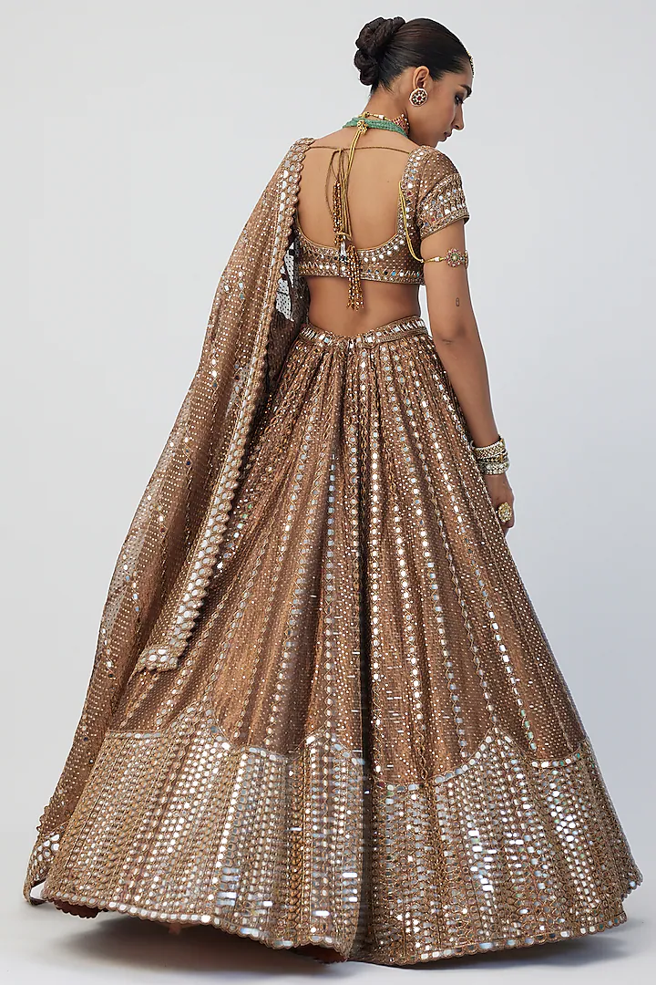 Copper shimmer sequin organza lehenga set - Image 2