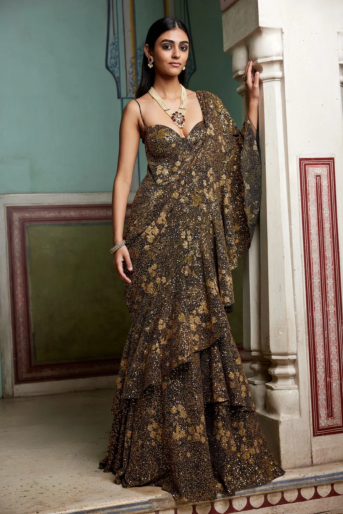 Corset Ruffle Saree - Image 3
