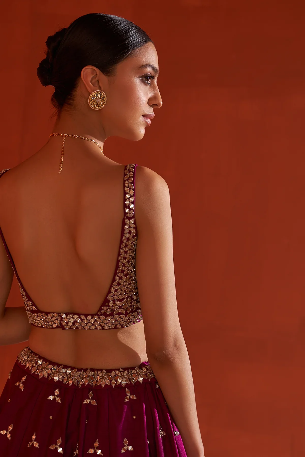 Crimson Raw Silk Lehnga Set - Image 6