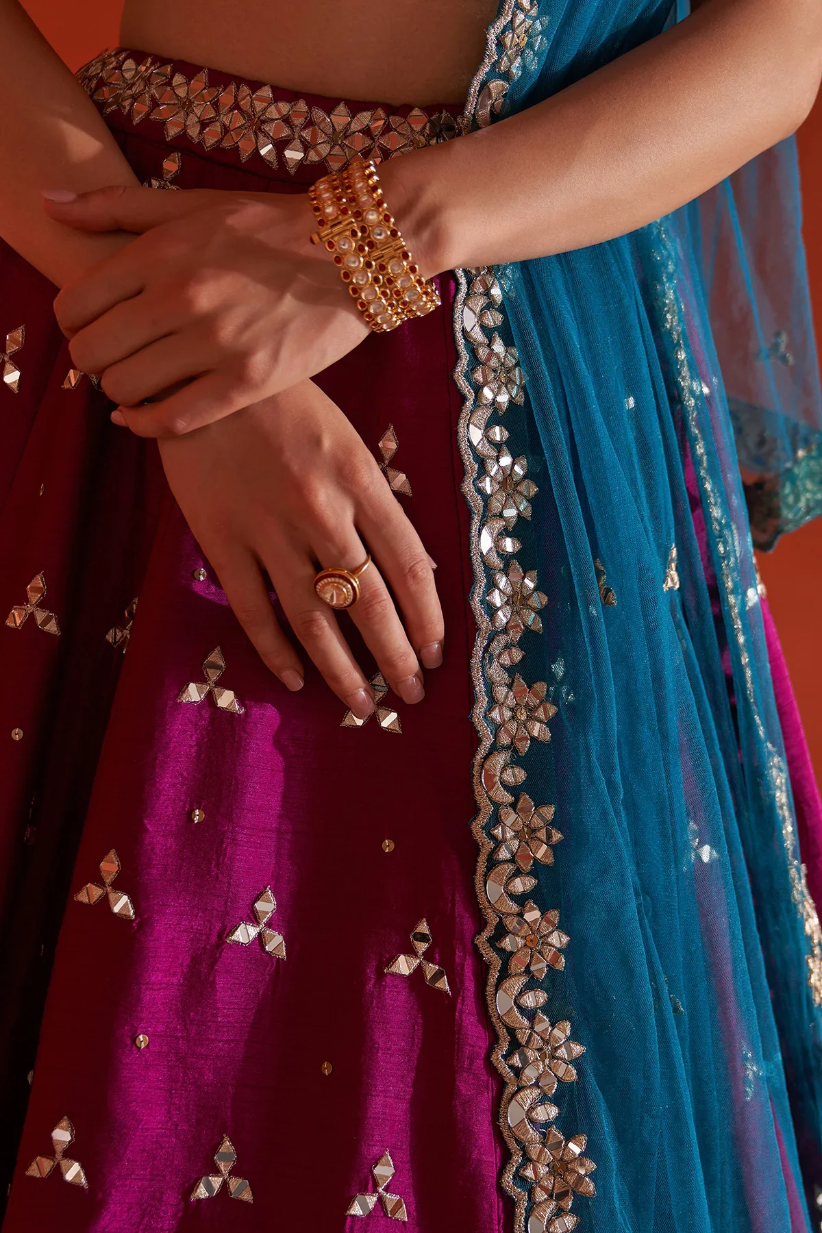 Crimson Raw Silk Lehnga Set - Image 8