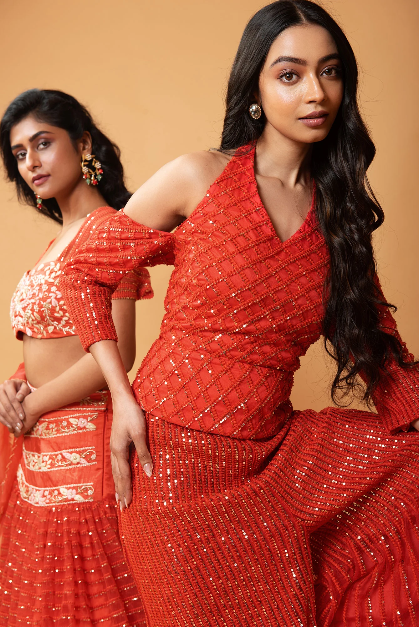 Crimson Red Machine Embroidered Sharara Set - Image 4