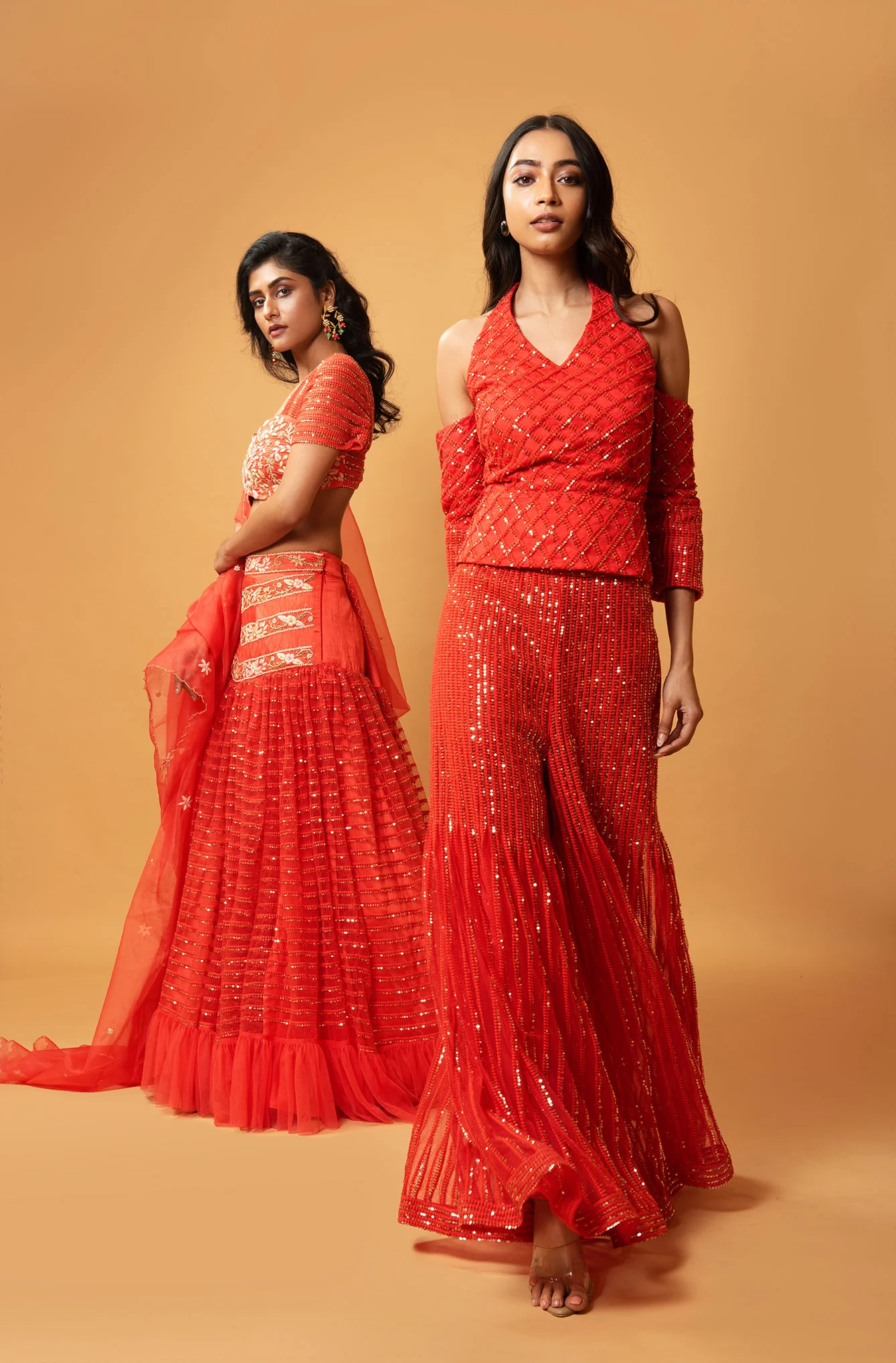 Crimson Red Machine Embroidered Sharara Set - Image 5
