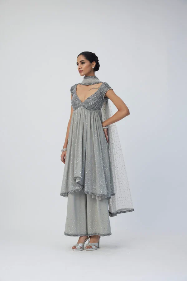 Crystal Grey Kurta Set - Image 3