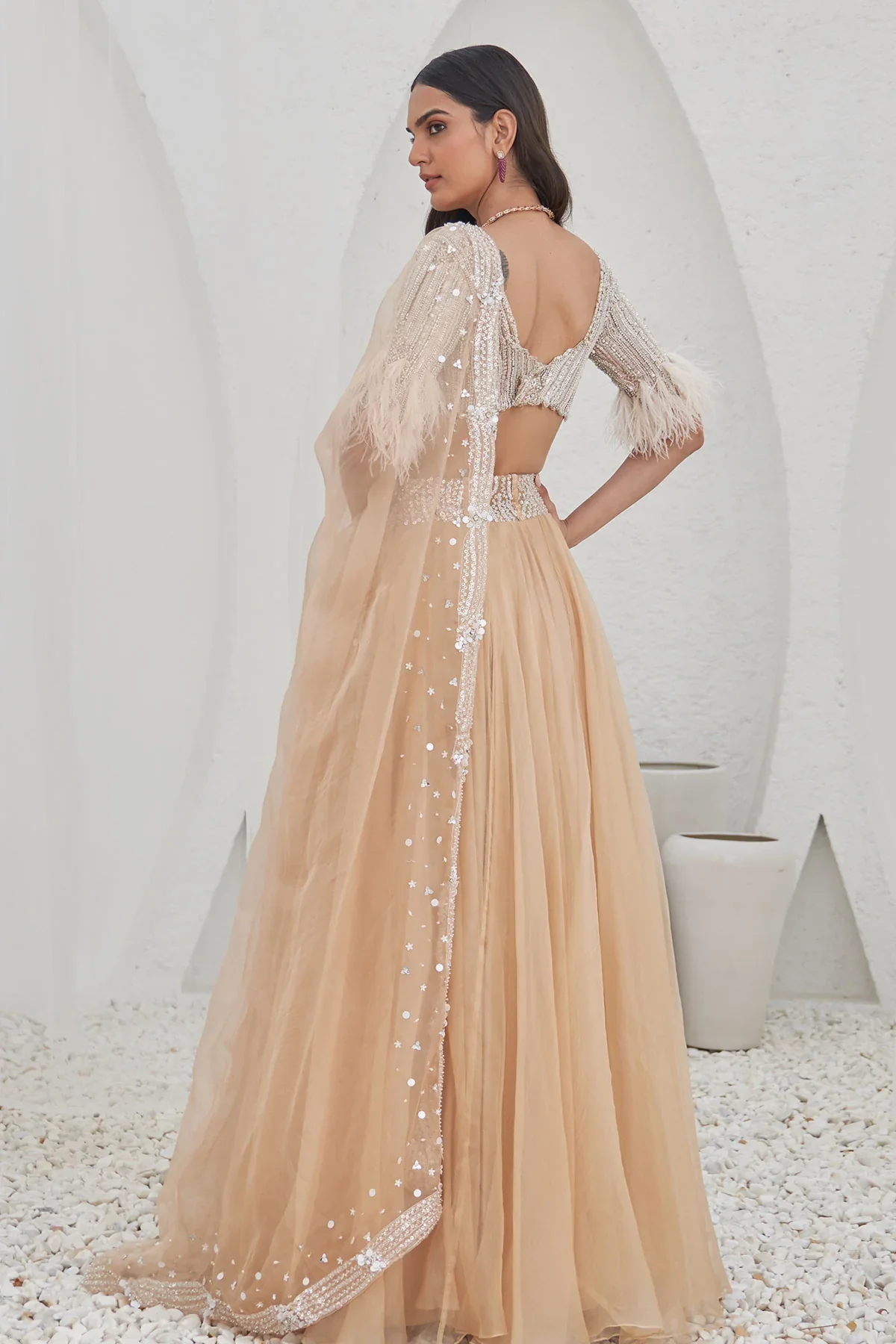 Dama Embroidered Blouse And Lehenga With Dupatta - Image 3