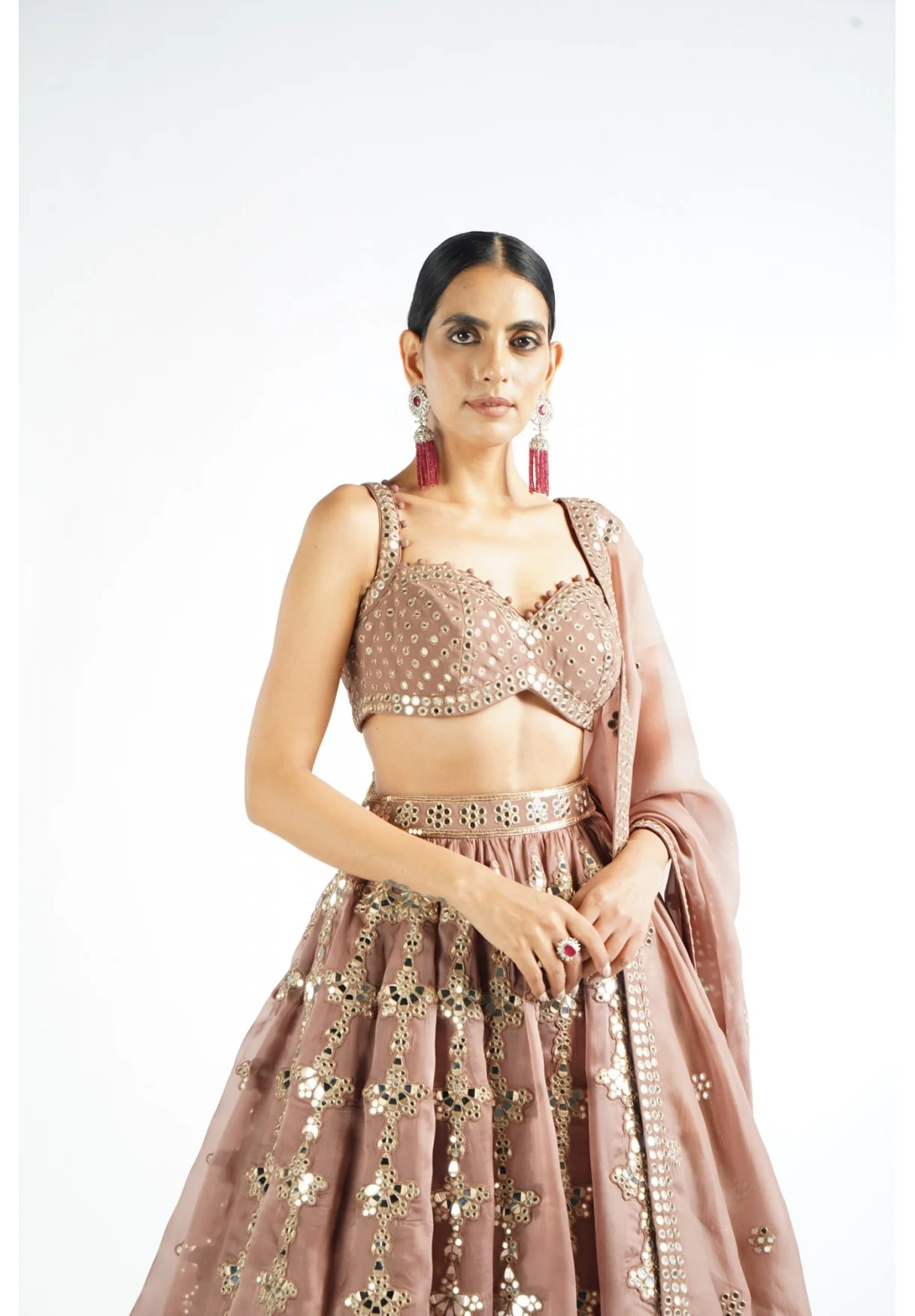 Deep Beige Chandelier Drop Lehenga Set - Image 5