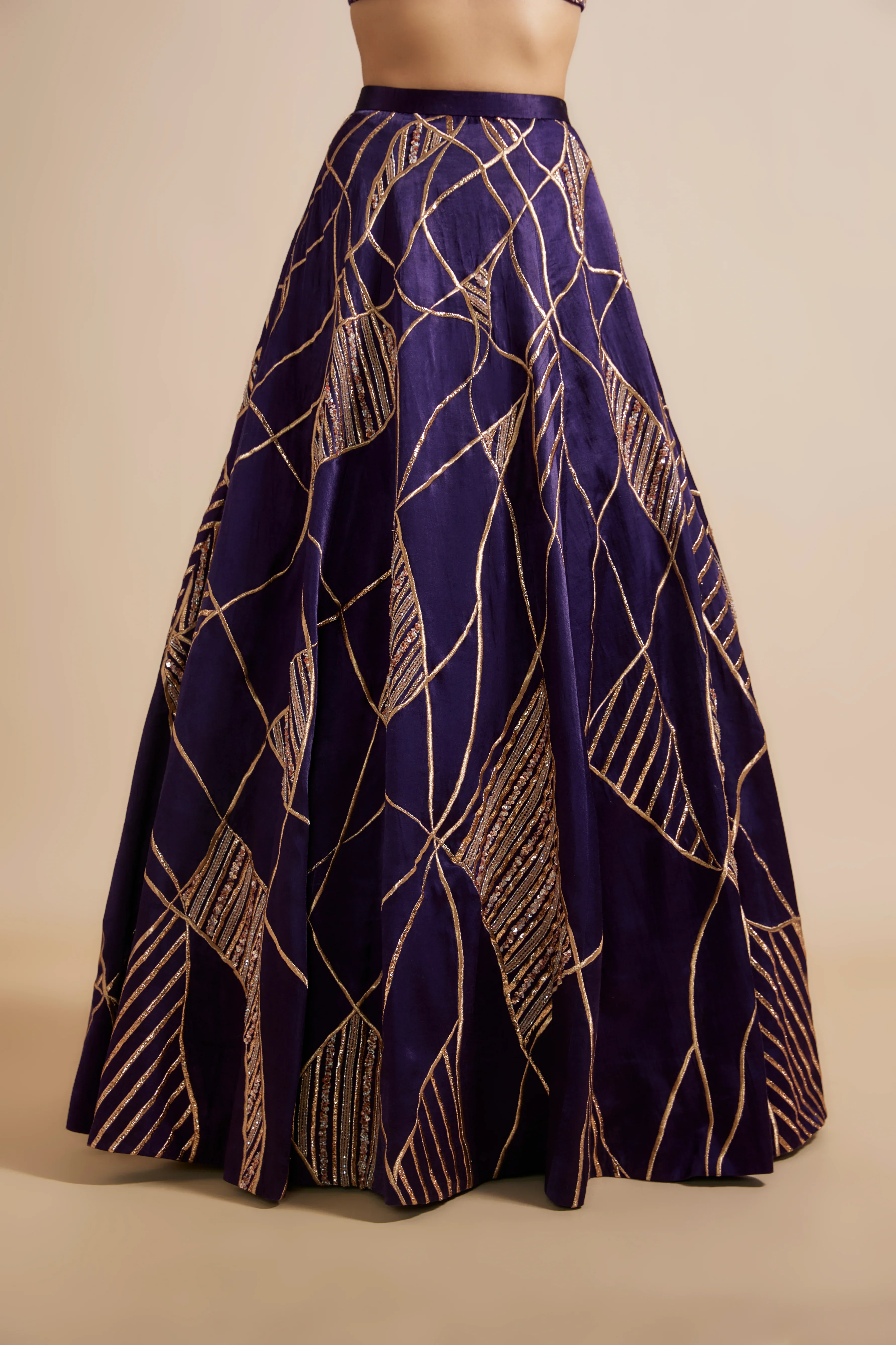 Deep Purple Embroidered Lehenga Set - Image 5