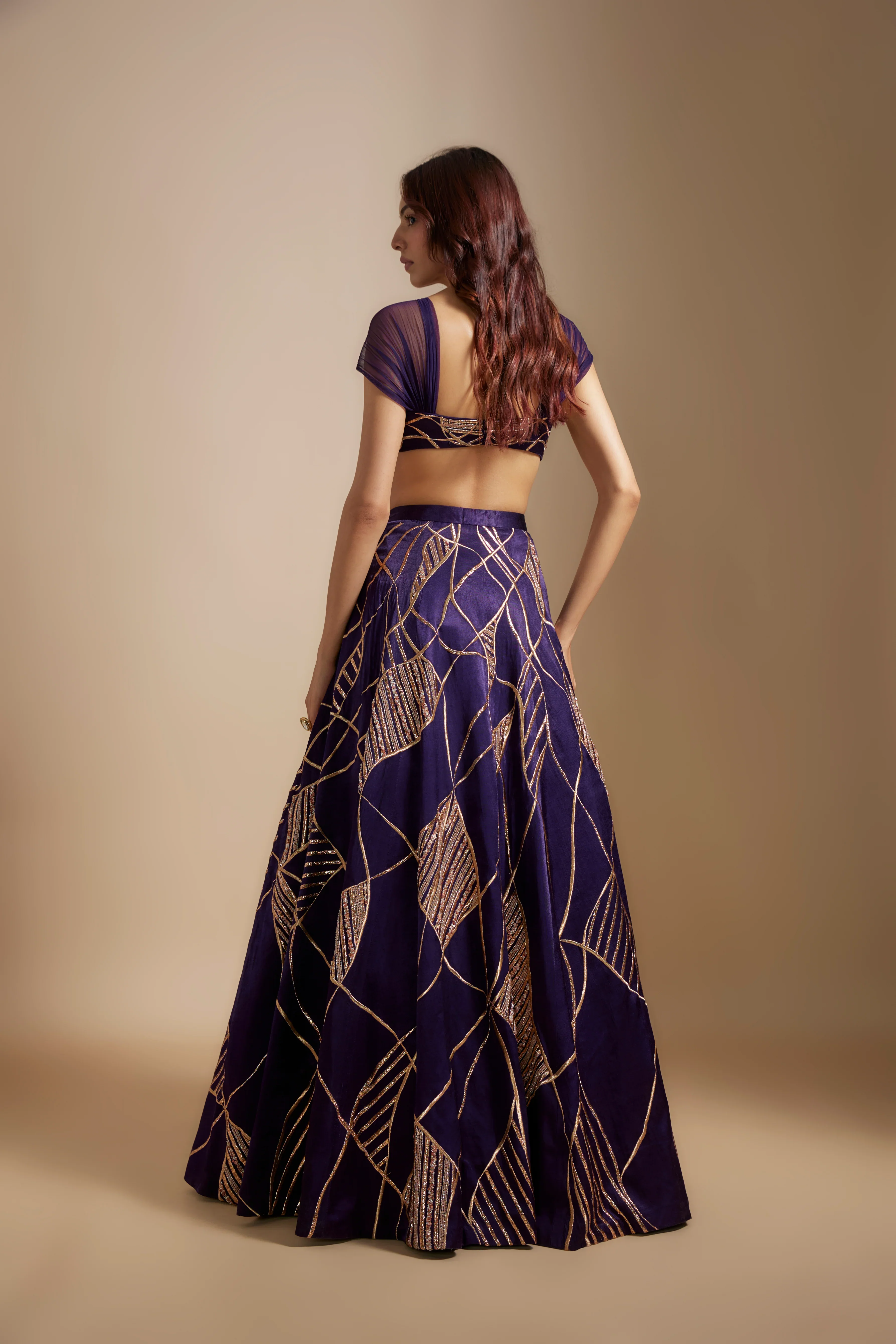 Deep Purple Embroidered Lehenga Set - Image 6