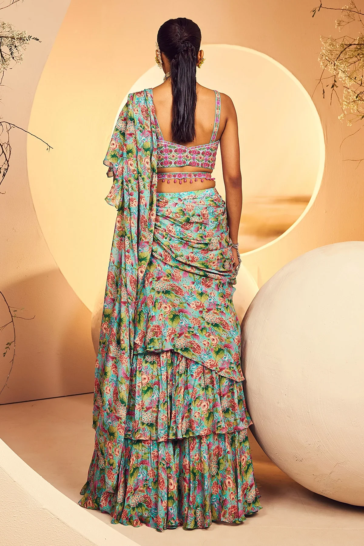 Dens Aqua 3 Layer Saree - Image 5