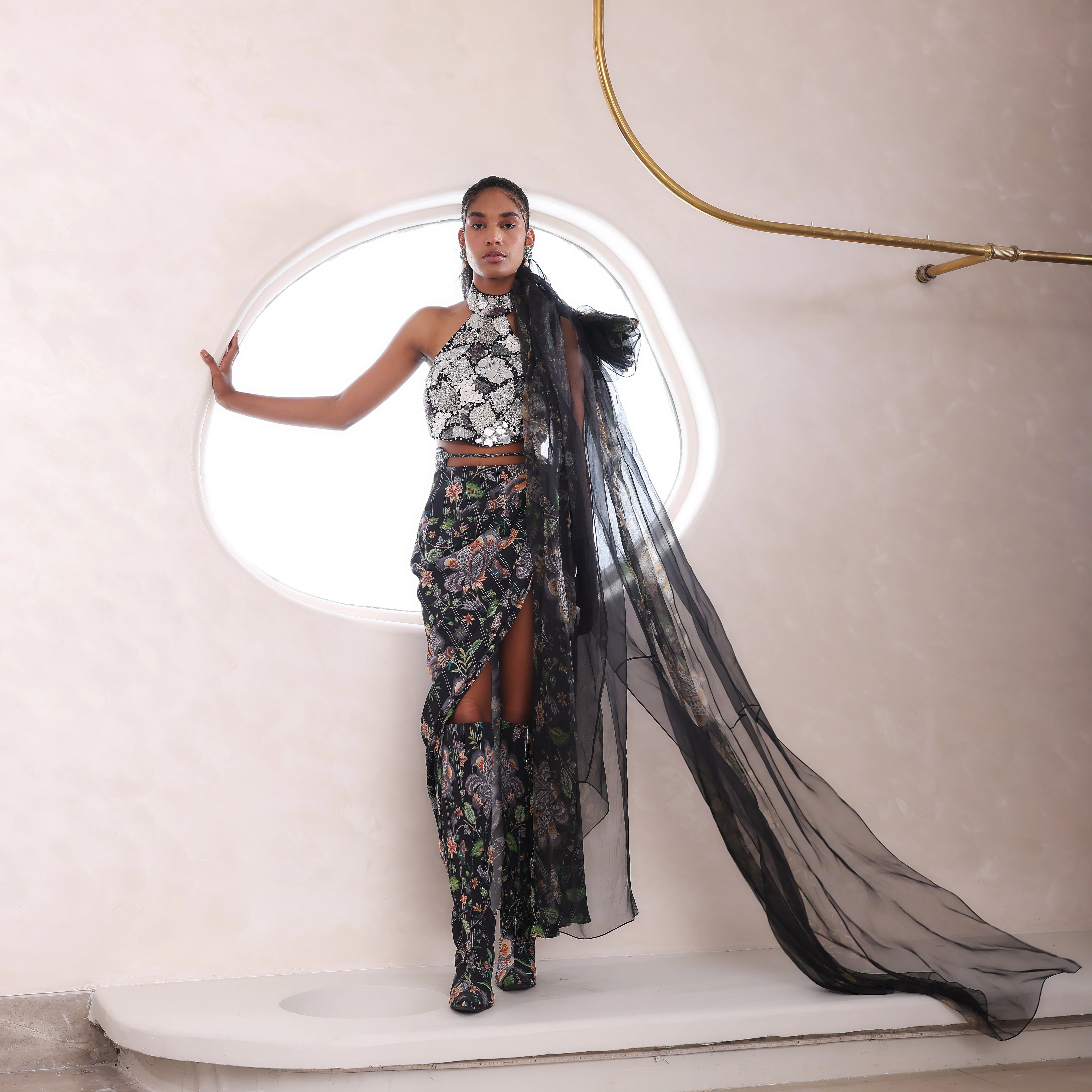 DANIKA - Embroidered Top With Draped Skirt - Image 3