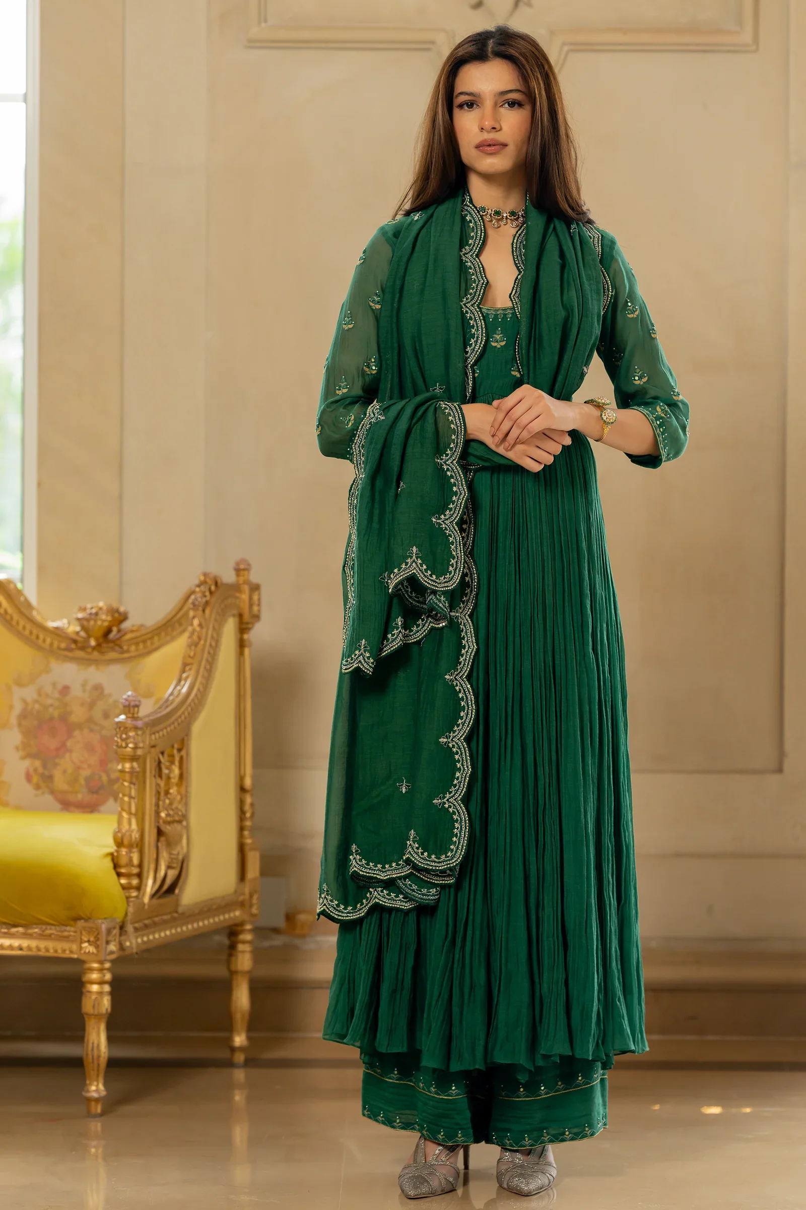 Emerald Green Anarkali Set - Image 2
