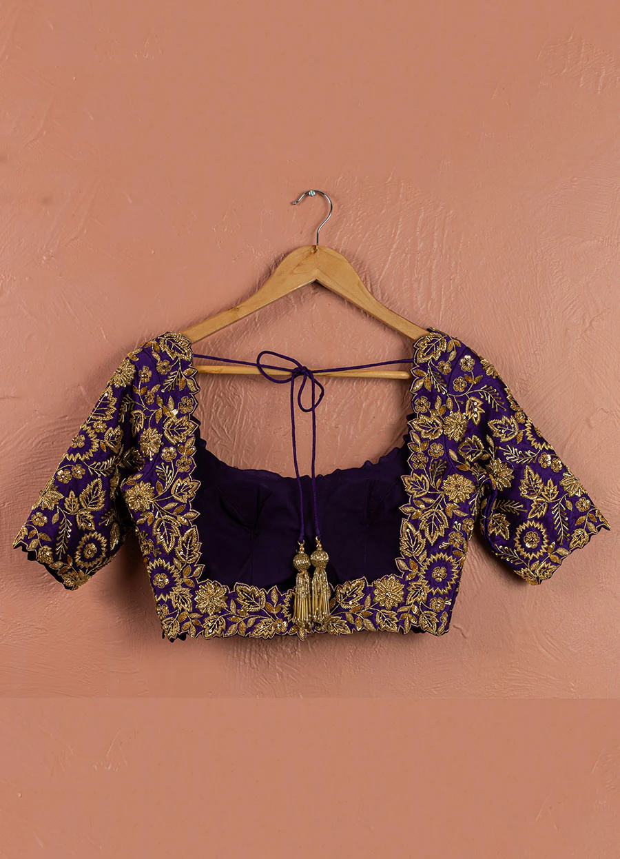 Enchanted Violet & Gold Lehenga Set - Image 3