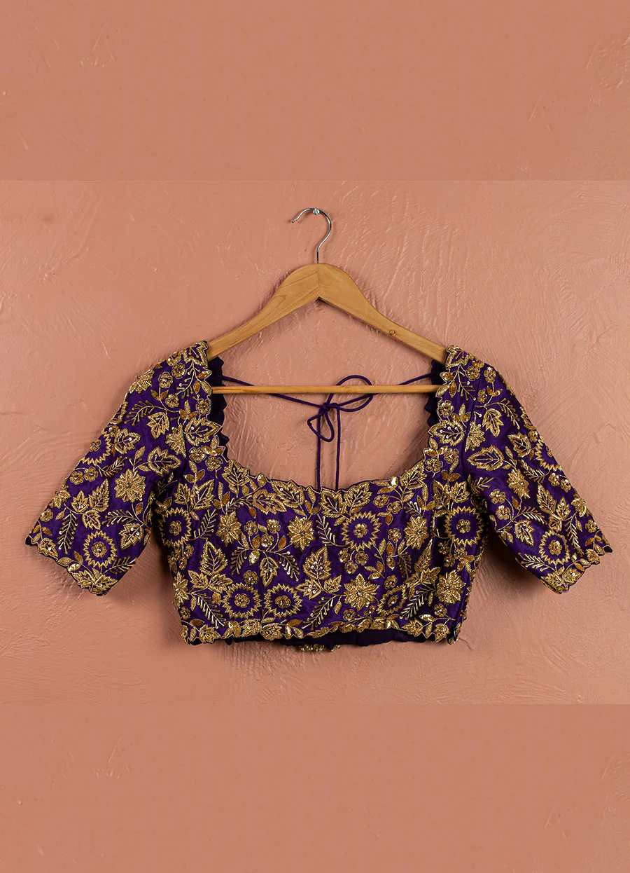 Enchanted Violet & Gold Lehenga Set - Image 4