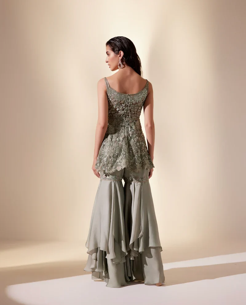 Enchated Mint Green Sharara Set - Image 5