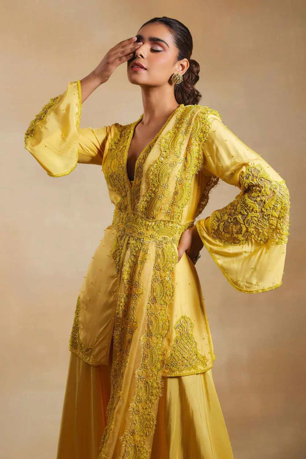 Eshal Yellow Kurta & Sharara Set - Image 2