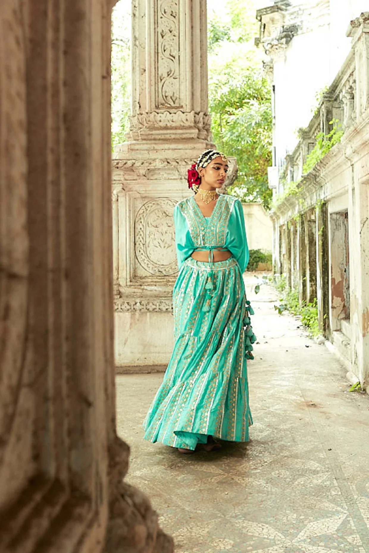 Falak Tie Top With Vitorian Skirt - Image 4