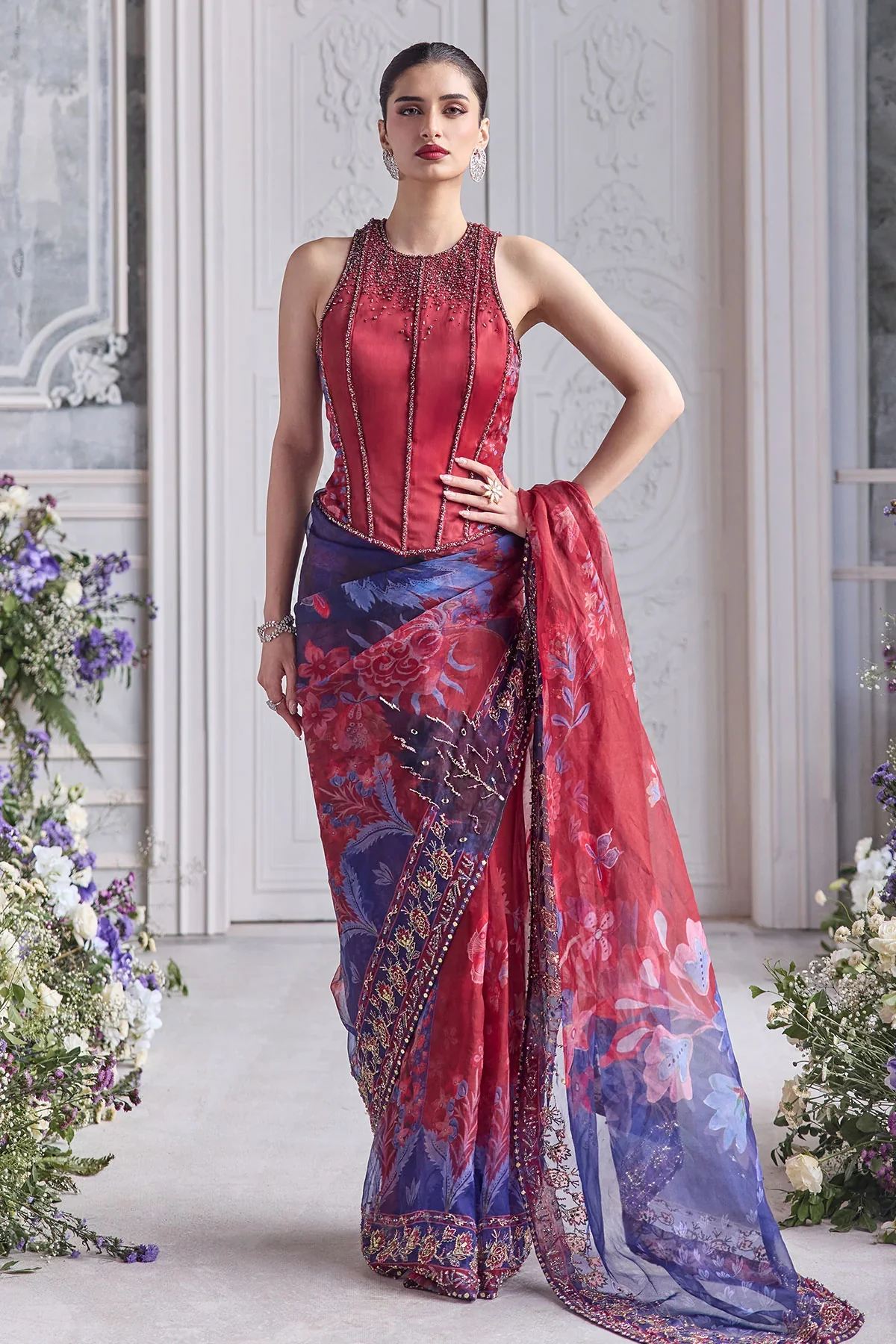 FARISHA - Racer Back Corset Predrape Saree