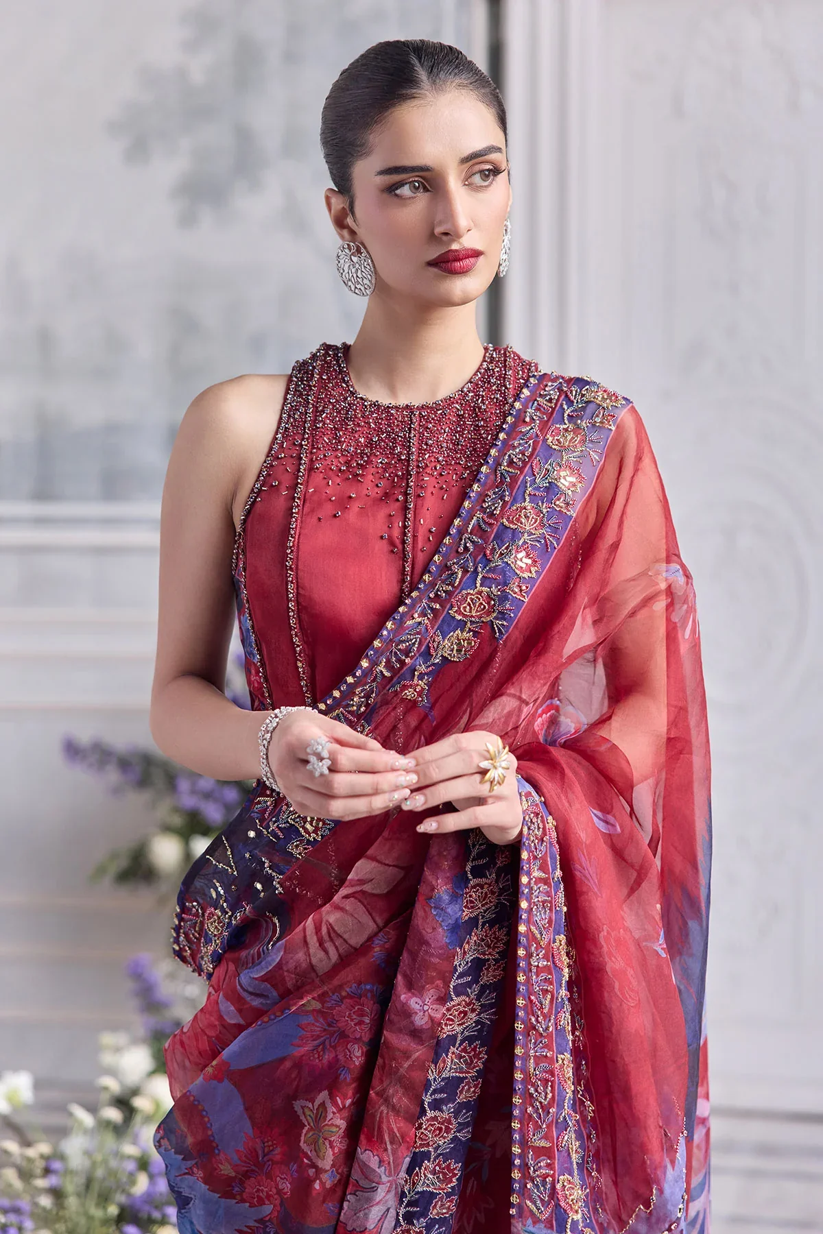 FARISHA - Racer Back Corset Predrape Saree - Image 5