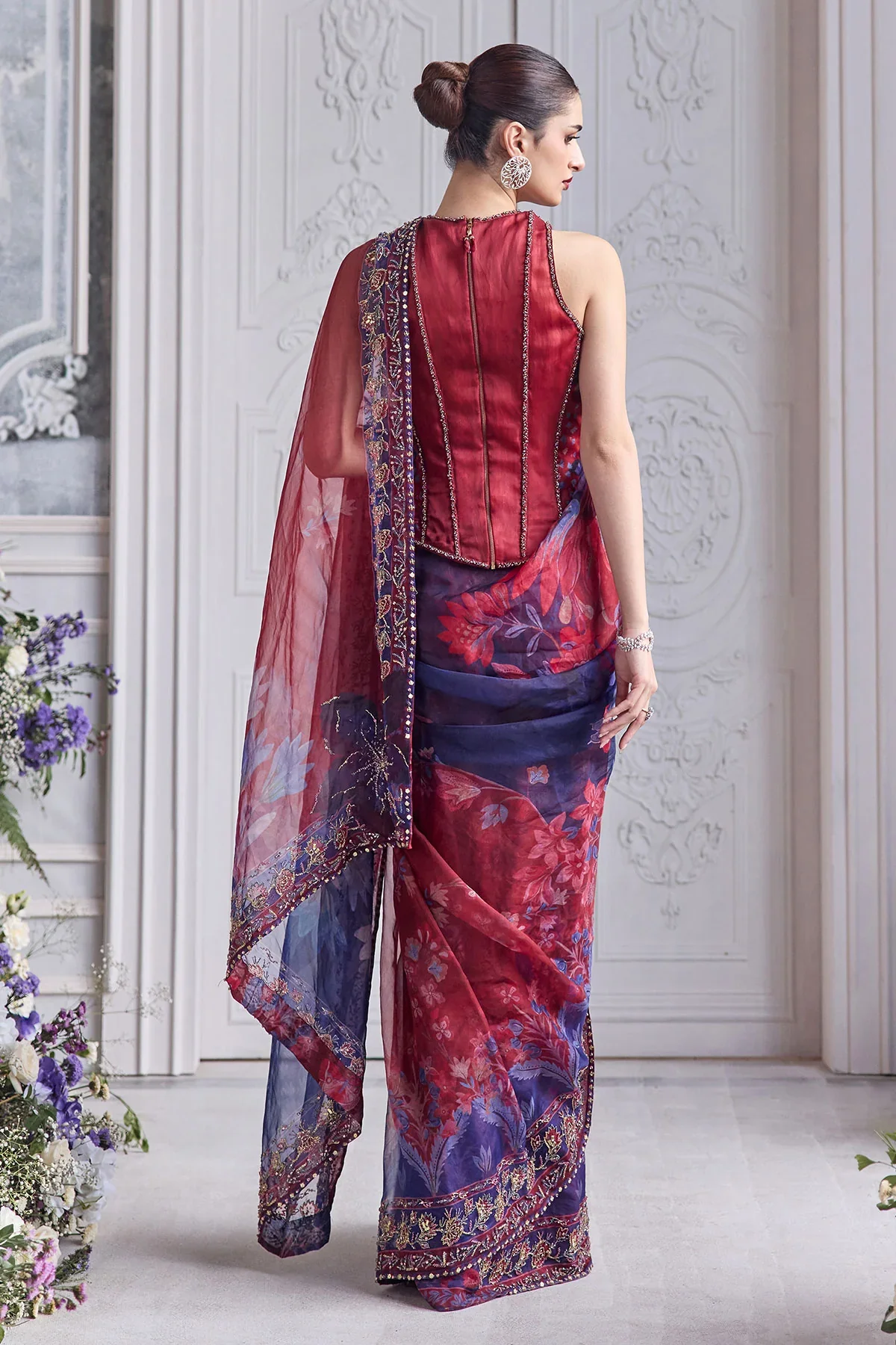 FARISHA - Racer Back Corset Predrape Saree - Image 6