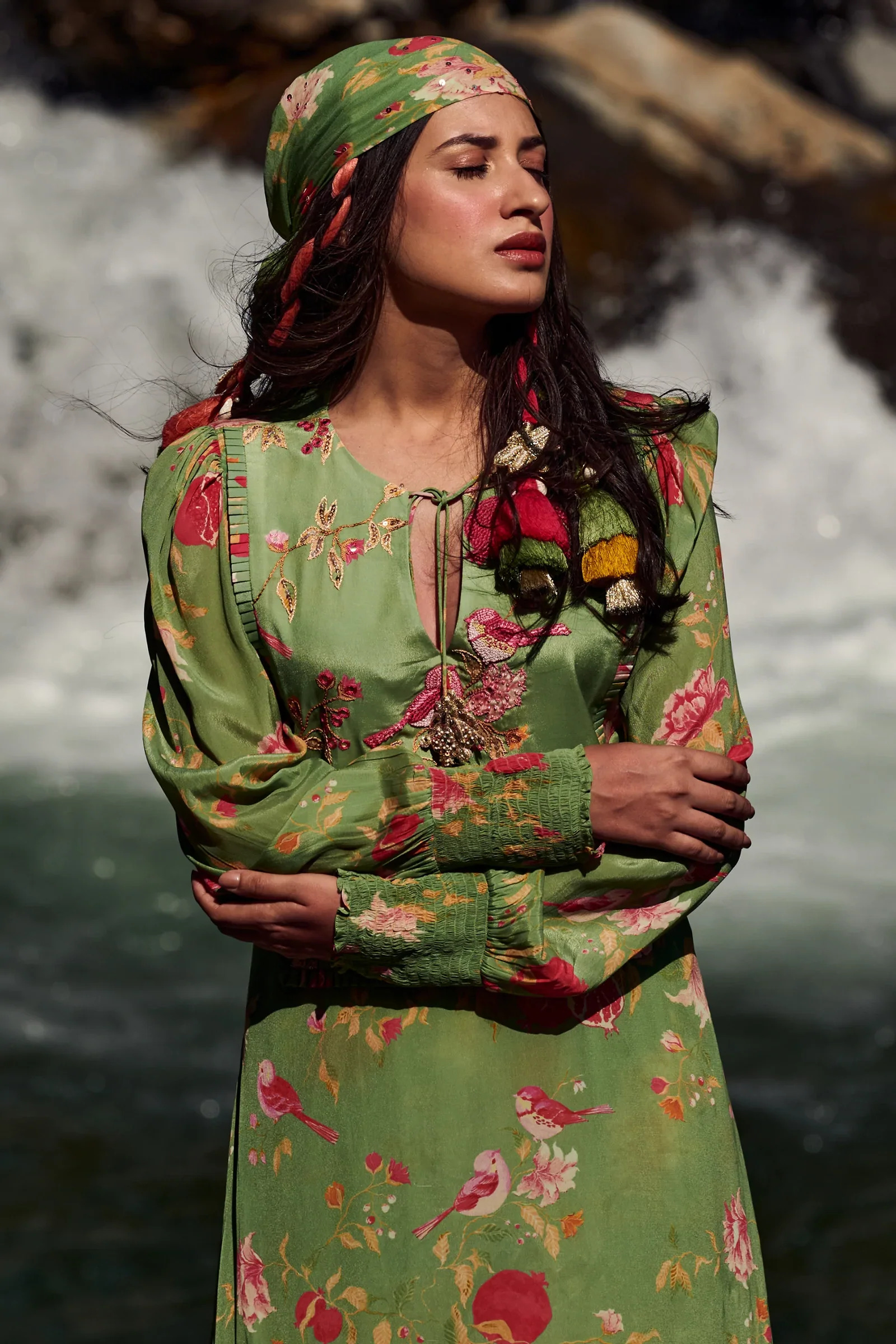Fern Green Anar Print Kurta Set - Image 3