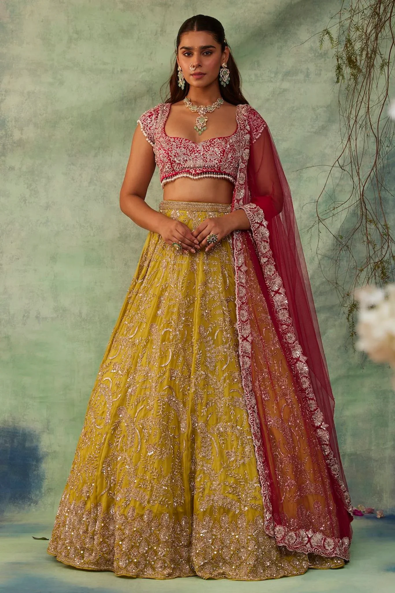 FIONA - Neon Green Crystal Lehenga - Image 3
