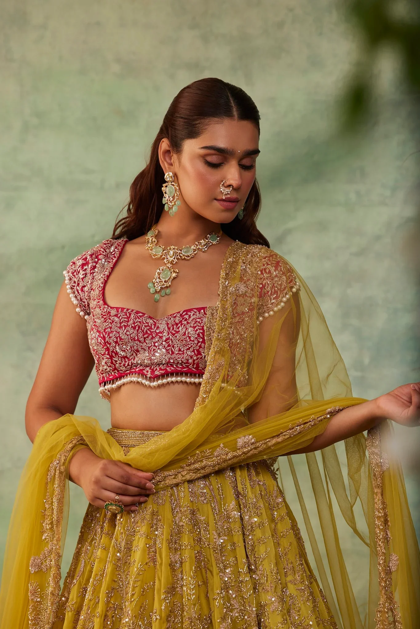 FIONA - Neon Green Crystal Lehenga - Image 5