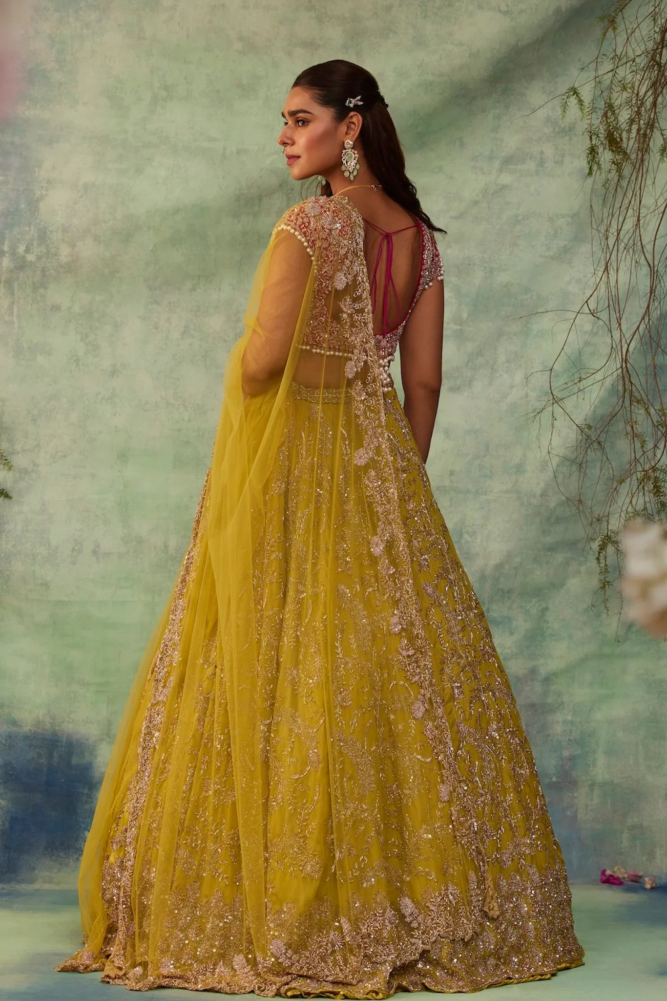 FIONA - Neon Green Crystal Lehenga - Image 6