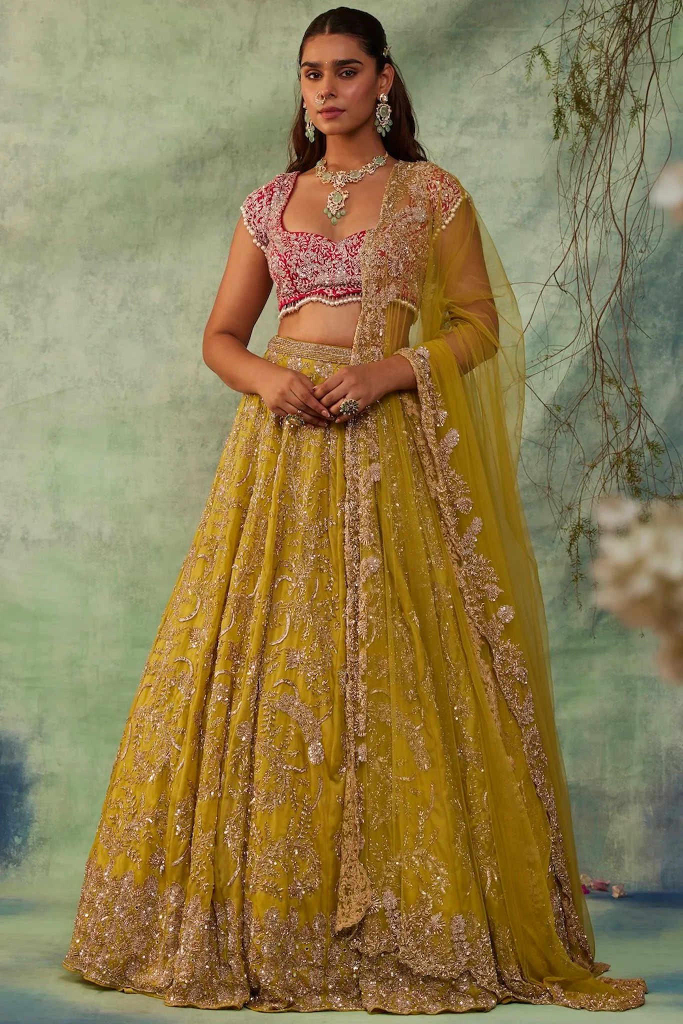 FIONA - Neon Green Crystal Lehenga - Image 7