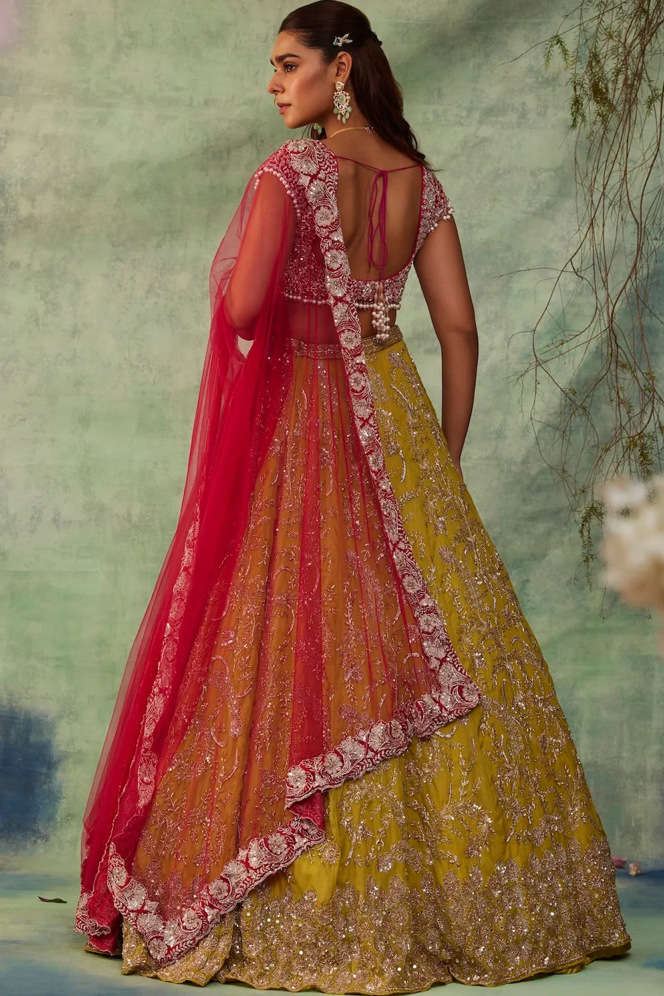 FIONA - Neon Green Crystal Lehenga - Image 8