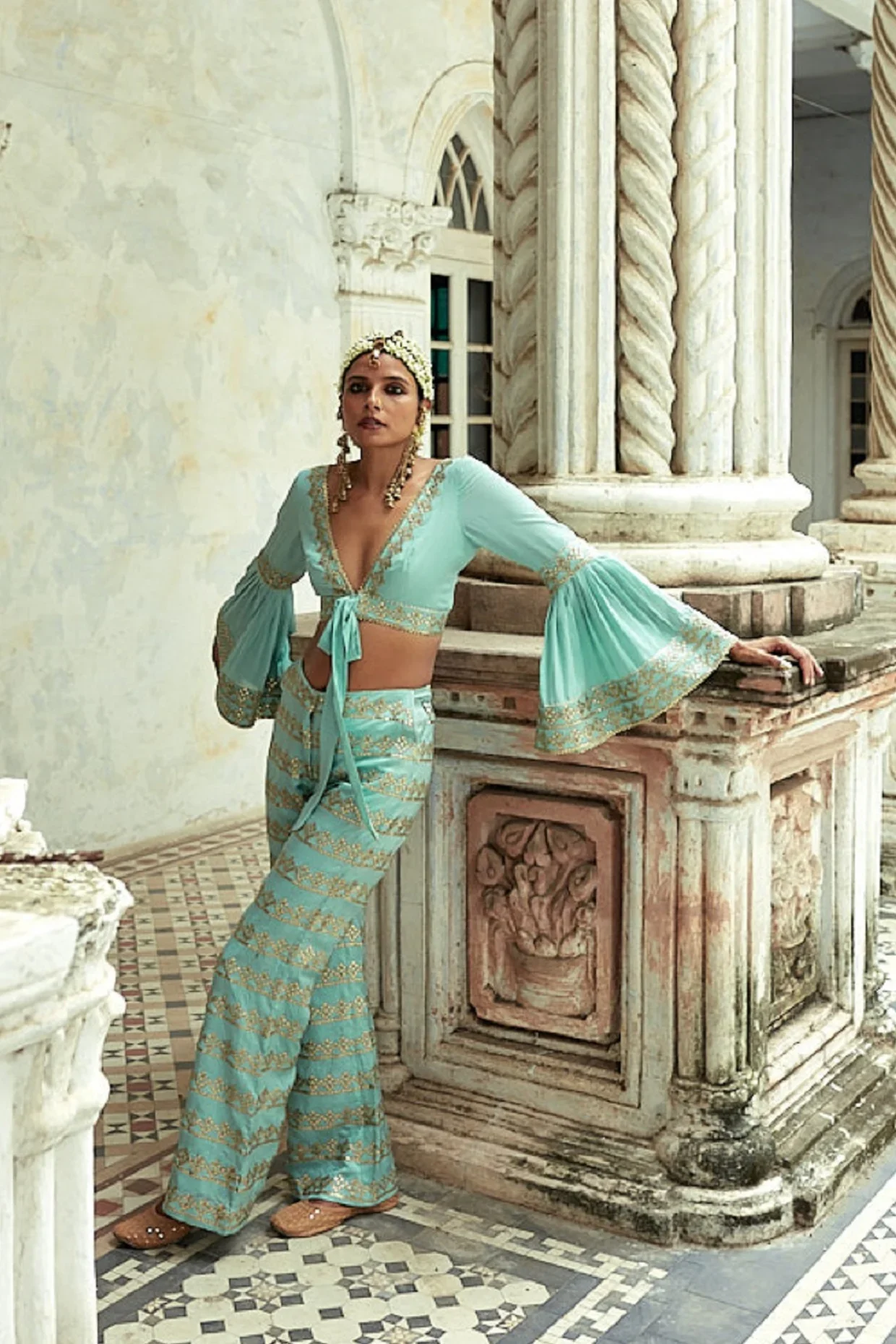 Fiza Tie Top With Pants - Image 2