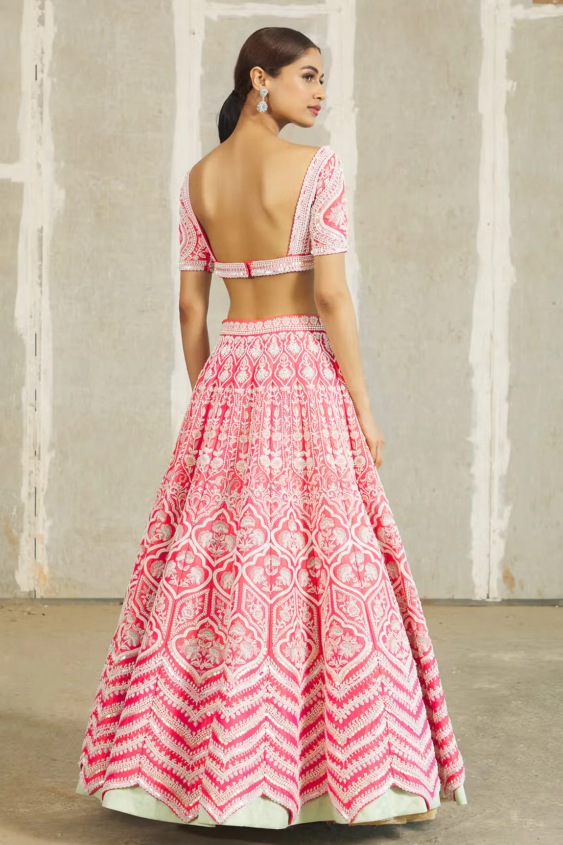 Pink Embroidered Lehenga Set - Image 2