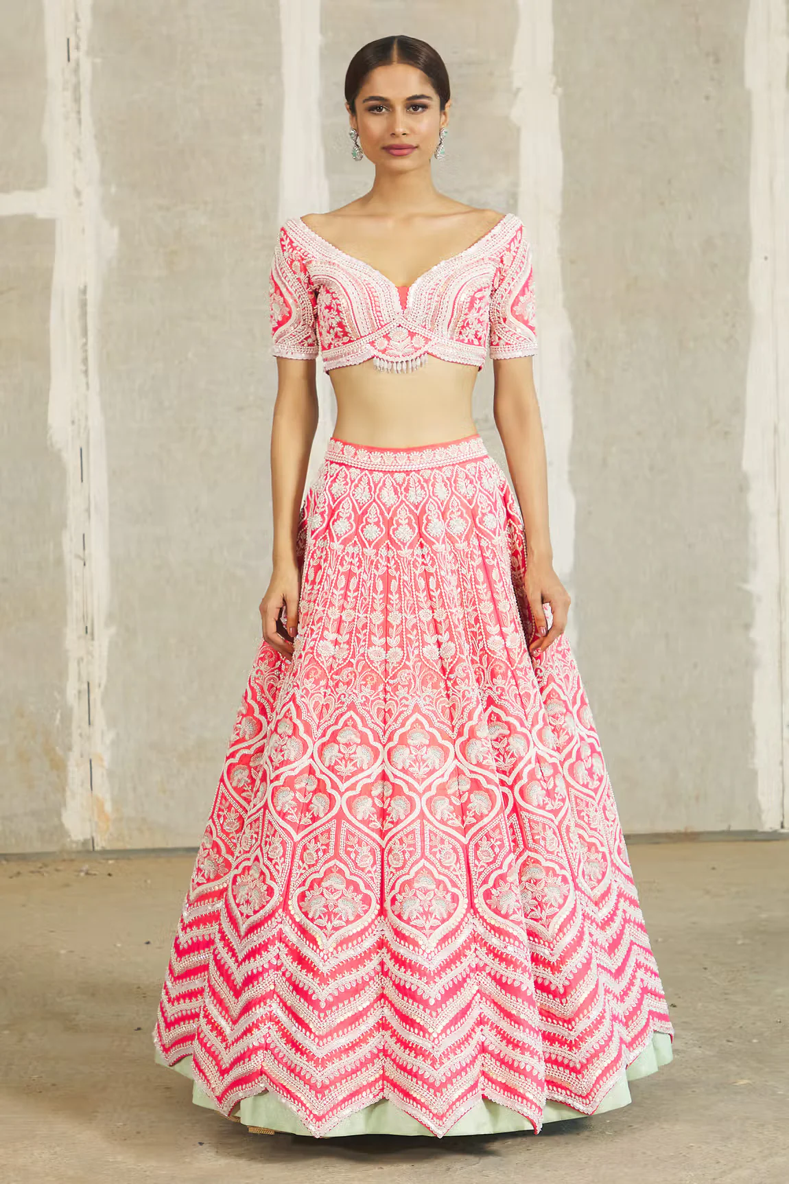 Pink Embroidered Lehenga Set - Image 3