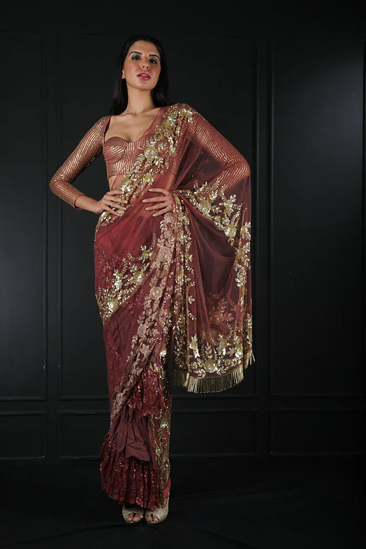Floral Gathered Saree