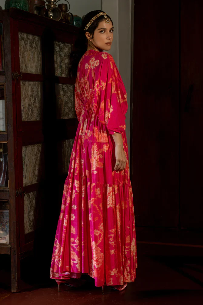 Floral Jaal Print Kaftan Set - Image 2