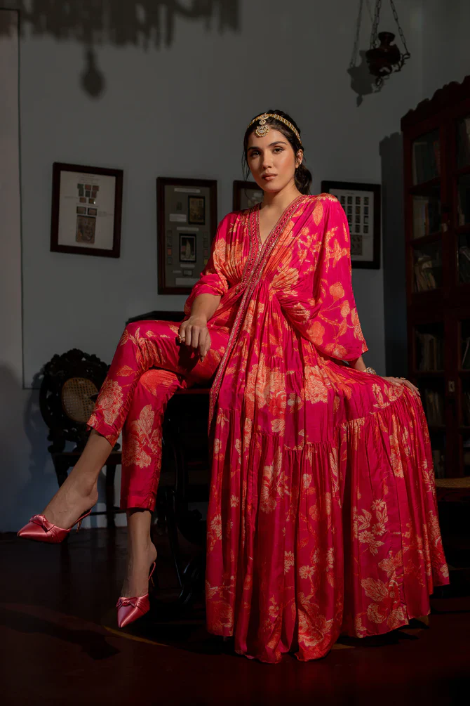 Floral Jaal Print Kaftan Set - Image 4