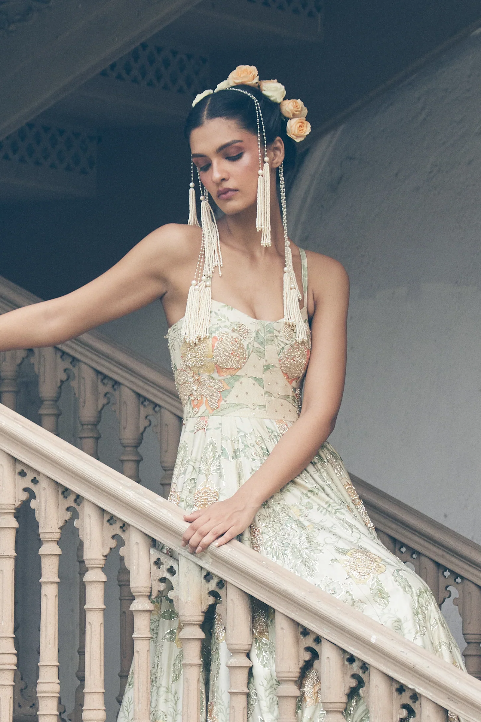 Surveen Chawla - Floral Print Corset Anarkali With Jacket - Image 3