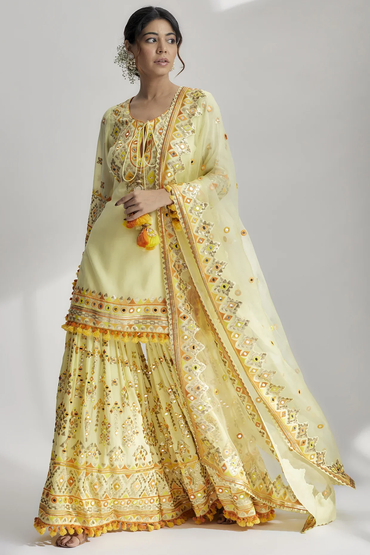 Friya Short Kurta Sharara Set - Image 3