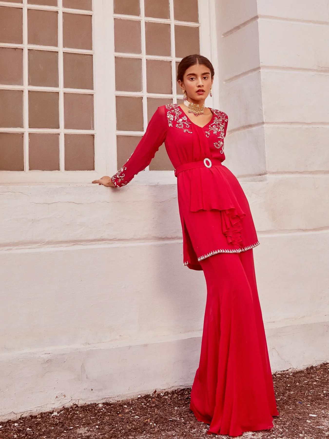 Fuchsia Kurta With Flared Palazzo