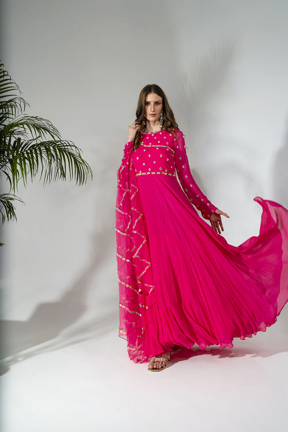 Fuscia Anarkali Set - Image 5