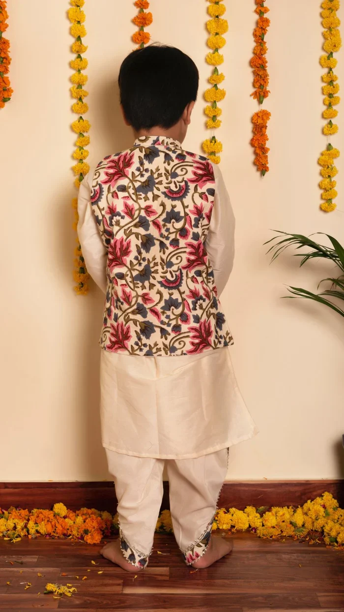 Garden rose kurta dhoti set - Image 3