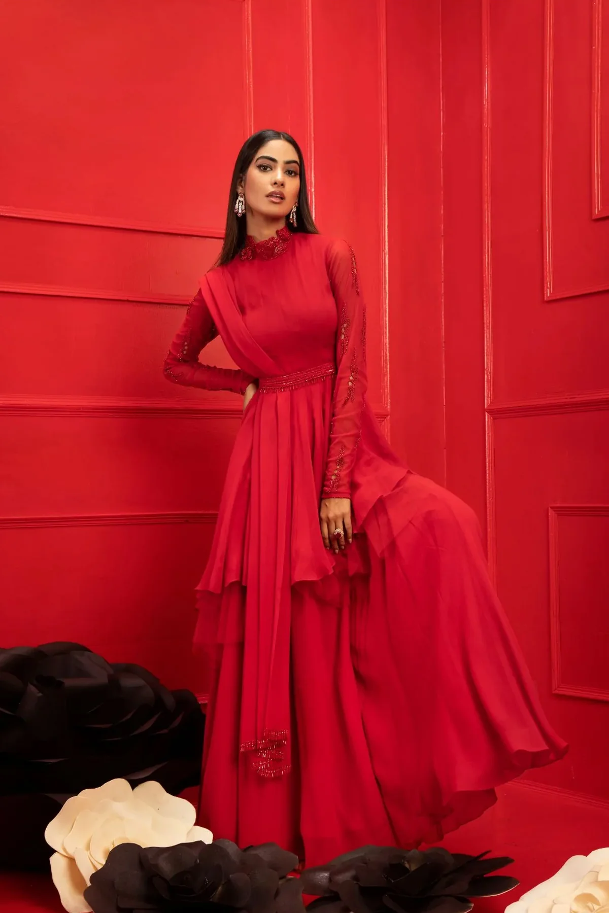 Ghazal Red Georgette Kurta Set - Image 4