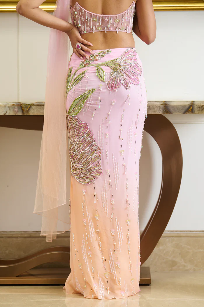 Giza - Pink Draped Saree - Image 6