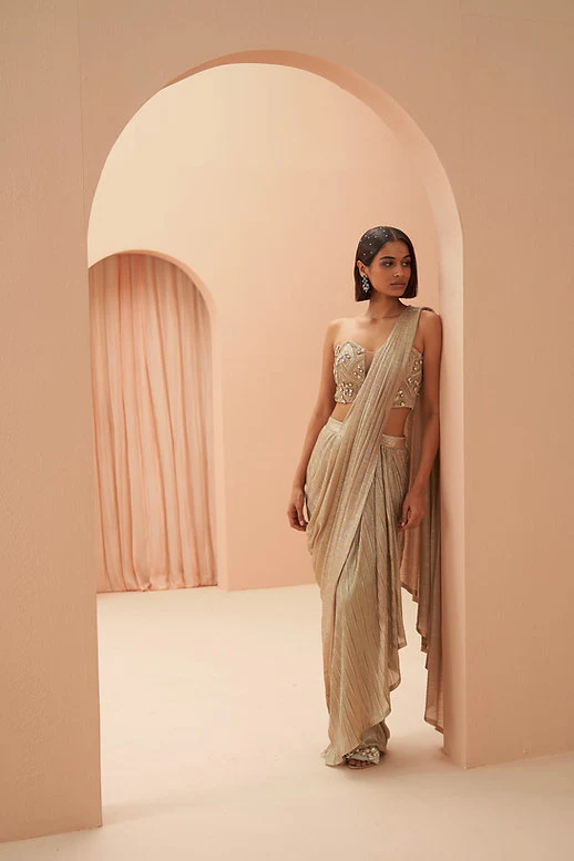 Gleaming Pleated Saree - Image 6