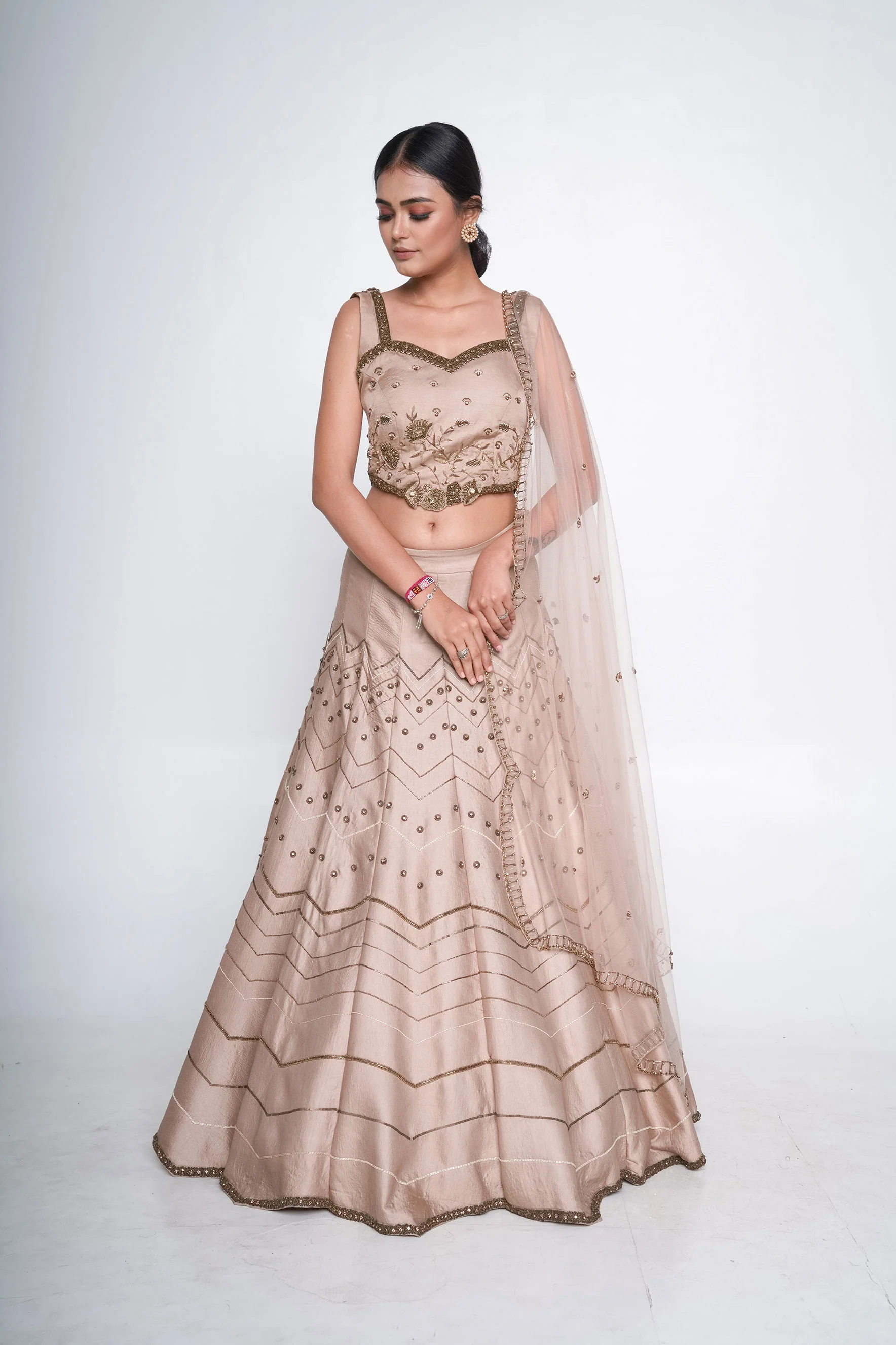 Gold Net Embroidered Lehenga Set - Image 2