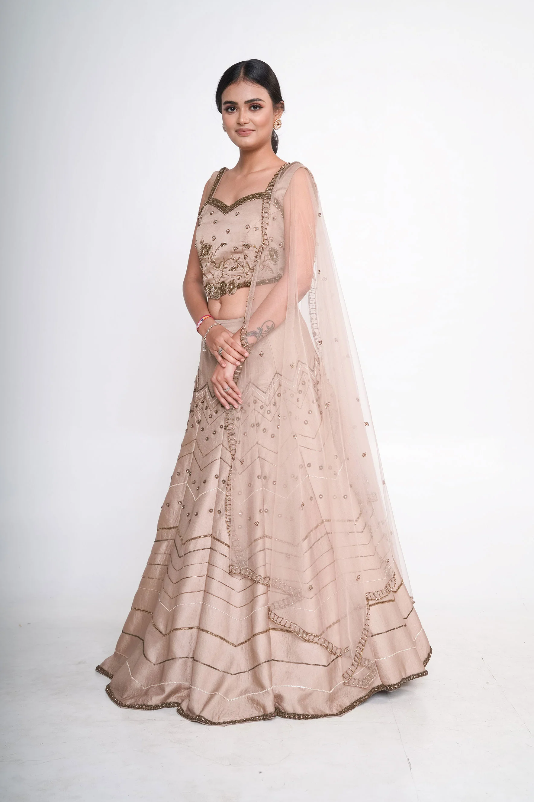 Gold Net Embroidered Lehenga Set - Image 3