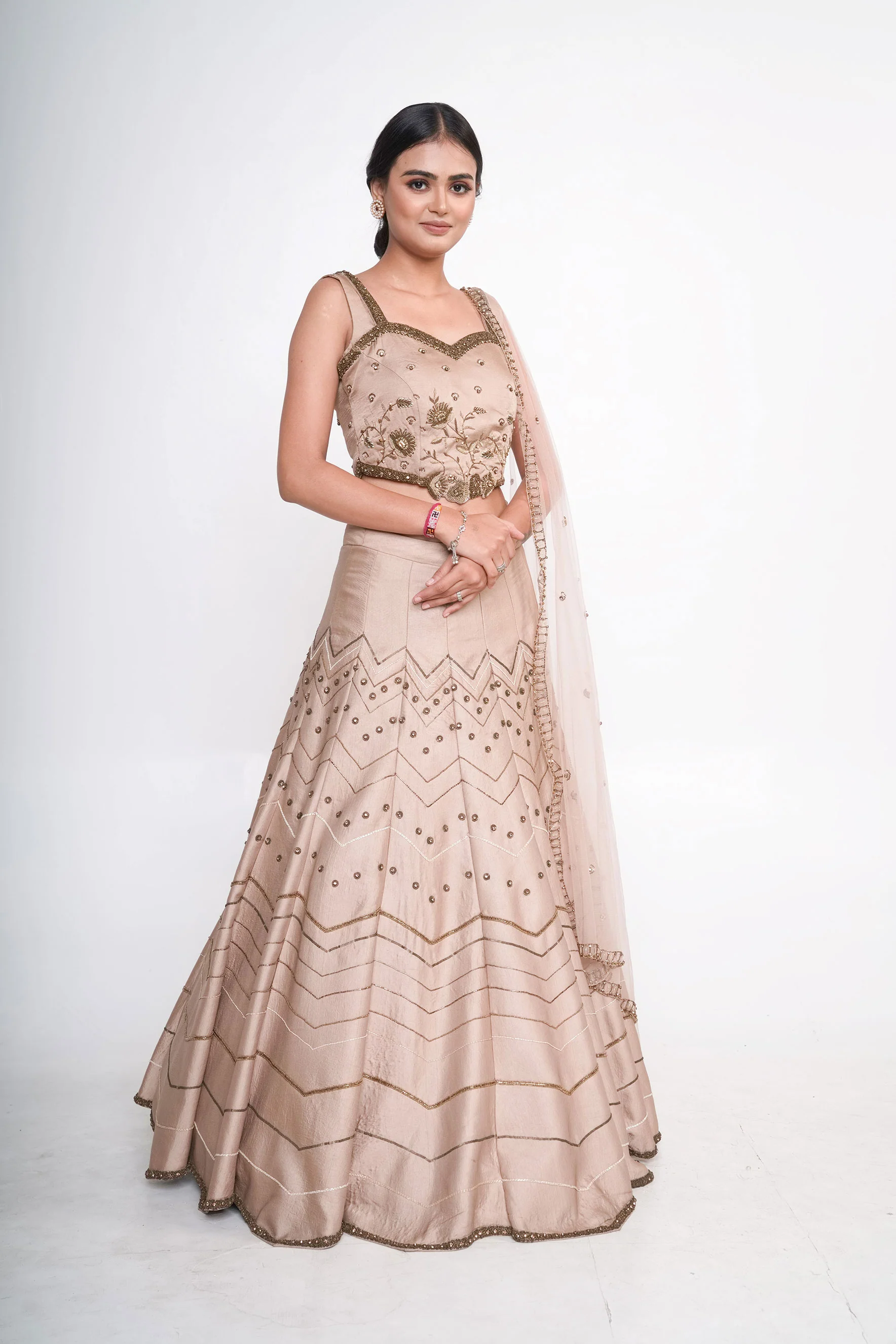Gold Net Embroidered Lehenga Set - Image 4