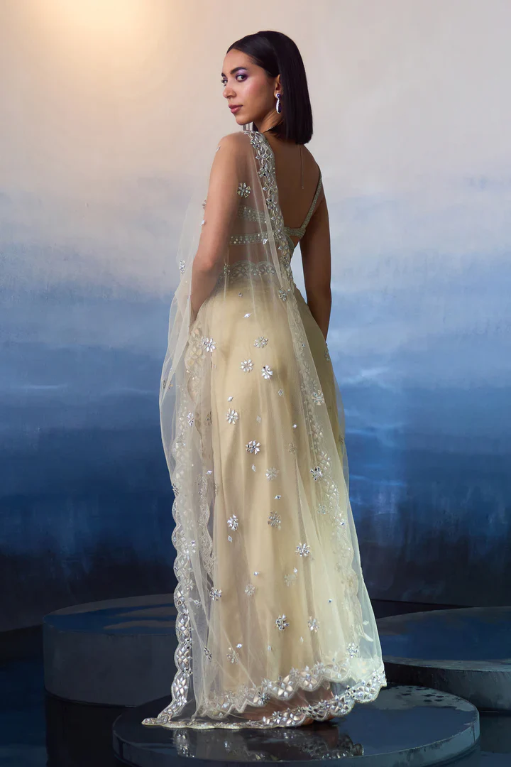 Gold Net Saree - Image 7